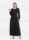 Wholesale Women's Chiffon Elegant Long Sleeve Plain A-Line Beaded Embroidery Sheer Mesh Hem Maxi Dress - Liuhuamall