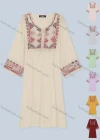 Wholesale Women's Front Ties Notched Neck Cape Pearls Beaded Sleeve Floral Midi Dress 1309-9866# - Liuhuamall