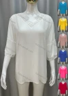 Wholesale Women's V Neck Half Sleeve Guipure Lace Plain Casual Top - Liuhuamall