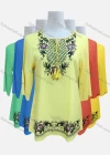 Wholesale Women's Casual Floral Embroidery 3/4 Sleeve Tie Neck Tunic - Liuhuamall