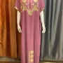 Wholesale Women's African Round Neck Floral Embroidery Pearl Decor Kaftan Dress AL07# preview