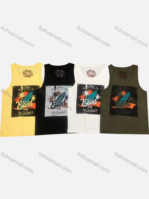 Wholesale Men's Casual Letter Graphic Round Neck Tank Top