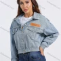 Wholesale Women's Fashion Plain Label Button Down Flap Pockets Crop Denim Jacket preview