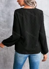 Wholesale Women's Casual Plain Swiss Dot Lace Trim V Neck Long Sleeve Blouse - Liuhuamall