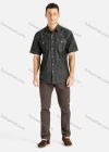 Wholesale Men's Casual Plain Short Sleeve Button Front Denim Shirt - Liuhuamall