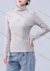 Wholesale Women's Casual Letter Print Turtleneck Long Sleeve Top - Liuhuamall