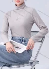 Wholesale Women's Casual Letter Print Turtleneck Long Sleeve Top - Liuhuamall