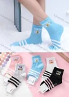 Wholesale Girls Lovely Striped Letter Graphic Crew Ankle Socks - Liuhuamall