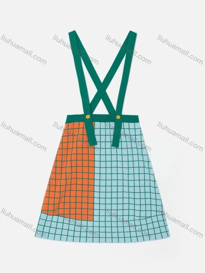 Wholesale Girls' Casual Plaid Colorblock Spaghetti Strap Knit Skirt MB22ALQ628#