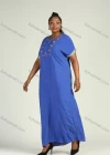 Wholesale Women's Plus Size Floral Embroidery Round Neck Short Sleeve African Maxi Dress - Liuhuamall