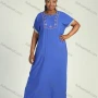 Wholesale Women's Plus Size Floral Embroidery Round Neck Short Sleeve African Maxi Dress preview