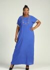 Wholesale Women's Plus Size Floral Embroidery Round Neck Short Sleeve African Maxi Dress - Liuhuamall