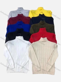 Wholesale Men's Casual Plain Ribbed Turtleneck Long Sleeve Sweater, LIUHUA CLOTHING WHOLESALE