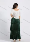 Wholesale Women's Elegant Layered Hem Plain Pleated Maxi Skirt - Liuhuamall