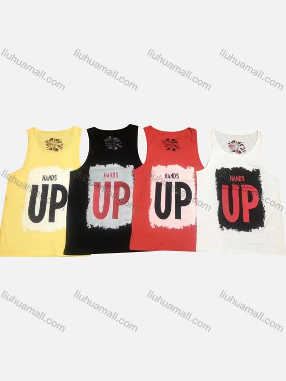Wholesale Men's Casual Letter Graphic Round Neck Tank Top
