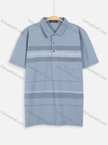 Wholesale Men's Short Sleeve Striped Pocket Casual Polo Shirt, LIUHUA CLOTHING WHOLESALE
