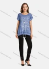 Wholesale Women's Casual Round Neck Short Sleeve Drawstring Floral Print Plain Tunic - Liuhuamall