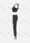 Wholesale Women's Sporty Scoop Neck Racerback Mesh Plain Crop Tank Top & High Waist Long Leggings 2-Piece Set - Liuhuamall