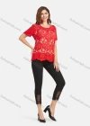 Wholesale Women's Three-dimensional Floral Embroidery Tee&Hollow Embroiderey Hem Cropped Pant Set - Liuhuamall