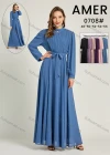 Wholesale Women's Chiffon Plain Long Sleeve Mock Neck Ruched Maxi Dress With Belt 0708# - Liuhuamall