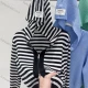 Wholesale Women's Casual Hooded Zipper Plain Knitted Jackets M904# White&Black Clothing Wholesale Market Liuhua