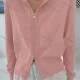 Wholesale Women's Casual Hooded Zipper Plain Knitted Jackets M904# Pink Clothing Wholesale Market Liuhua