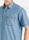 Wholesale Men's Casual Plain Short Sleeve Pocket Button Front Denim Shirt - Liuhuamall