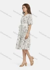 Wholesale Women's Casual Elastic Cuff Pearl Decor Floral Print Lace Up Dress 28523# - Liuhuamall