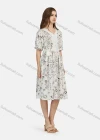 Wholesale Women's Casual Elastic Cuff Pearl Decor Floral Print Lace Up Dress 28523# - Liuhuamall