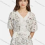 Wholesale Women's Casual Elastic Cuff Pearl Decor Floral Print Lace Up Dress 28523# preview