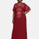 Women's African Embroidery Robe Short Sleeve Kaftan Curved Hem Plus Size Maxi Dress 4# Clothing Wholesale Market -LIUHUA