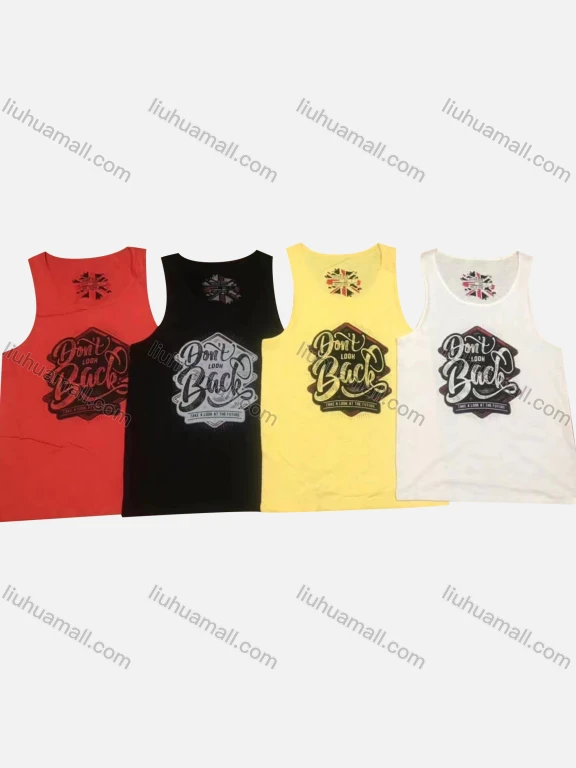 Wholesale Men's Casual Letter Print Round Neck Tank Top