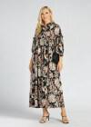 Wholesale Women's Elegant Allover Floral Print Lantern Sleeve A Line Ruffle Trim Maxi Dress - Liuhuamall