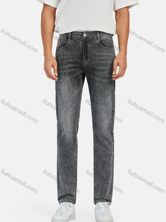 Wholesale Men's Casual Distressed High Waist Ankle Length Denim Pants