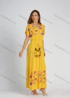 Wholesale Women's Batwing Sleeve Embroidered Peplum Maxi Dress With Pocket - Liuhuamall