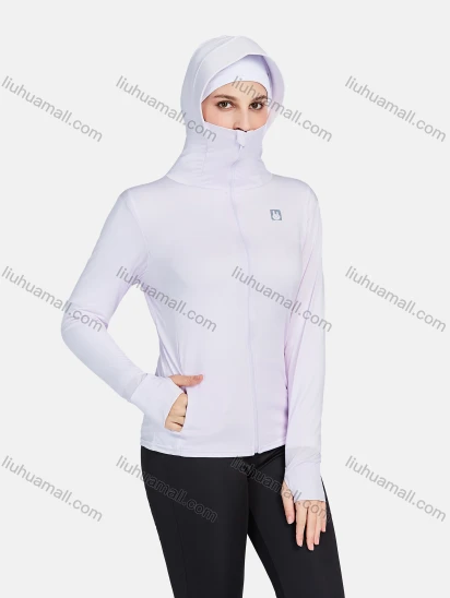 Wholesale Women's Sporty Hooded Dual Pockets Windproof Slim Fit Long Sleeve Jackets 1389-Purple#
