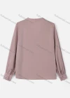 Wholesale Women's Causal V Neck Long Sleeve Pearl Plain Blouse - Liuhuamall