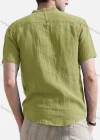 Wholesale Men's Linen Cozy Short Sleeve Patch Pocket Plain Henley Shirt - Liuhuamall