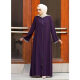 Women's Muslim Islamic Casual Plain Long Sleeve Zip Decor Maxi Cardigan Purple Clothing Wholesale Market -LIUHUA