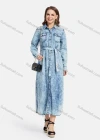 Wholesale Women's Casual Long Sleeve Flap Pocket Maxi Demin Shirt Dress With Belt - Liuhuamall