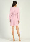 Wholesale Women's Casual V Neck Long Sleeve Ruffle Trims Wrap Short Dress - Liuhuamall