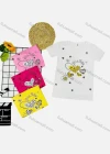 Wholesale Girl's Casual Pattern & Letter Print Round Neck Short Sleeve Tee - Liuhuamall