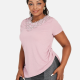 Women's Plus Size Round Neck Appliques Pearl Asymmetrical Hem Blouse Pink Clothing Wholesale Market -LIUHUA