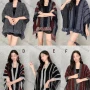 Wholesale Women's Casual Colorblock Striped Scarf Hem Cardigan preview