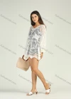 Wholesale Women's Plain Bell Sleeve Embroidered Lace Bikini Cover Up - Liuhuamall