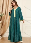 Wholesale Women's Arabic Muslim Islamic V Neck Splicing Dubai Embroidery Abaya Maxi Dress 3396# - Liuhuamall