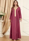Wholesale Women's Arabic Muslim Islamic V Neck Splicing Dubai Embroidery Abaya Maxi Dress 3396# - Liuhuamall