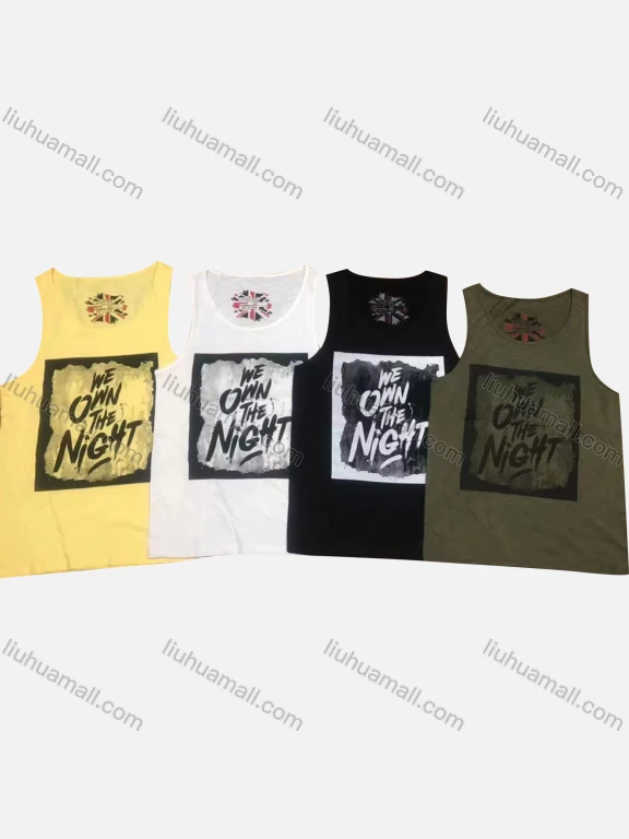 Wholesale Men's Casual Letter Graphic Round Neck Tank Top