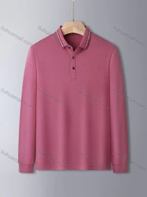 Wholesale Men's Casual Long Sleeve Multi-color Striped Trim Polo Shirt 801#, LIUHUA CLOTHING WHOLESALE