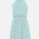 Women's Casual Plain Halter Swiss Dots Elastic Waist Ruched Lace Short Dress LS3013# 6# Clothing Wholesale Market -LIUHUA